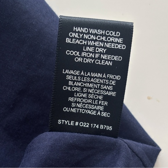 Rebecca Taylor Smocked Silk Top 4 Mock Neck Navy Blue - Picture 9 of 10